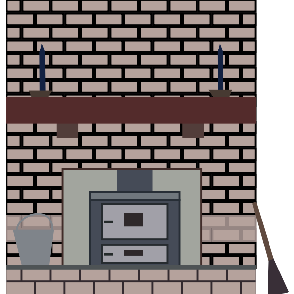 SVG Coal stove in a fireplace vector drawing
