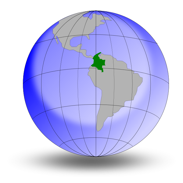 SVG Colombia on globe