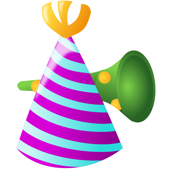 SVG Color birthday hat and trumpet vector image