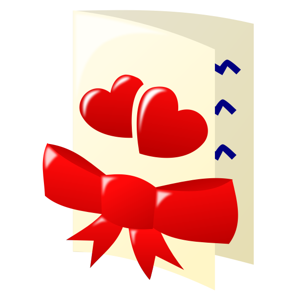 SVG Color clip art of two hearts and a bow Valentines card