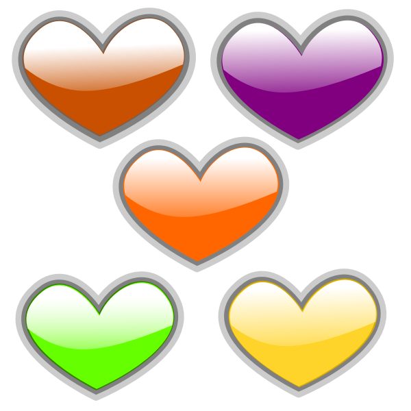 SVG Color glossy hearts vector image