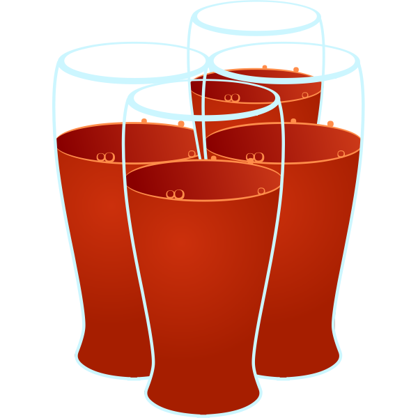 SVG Color image of four glasses of healthy juice