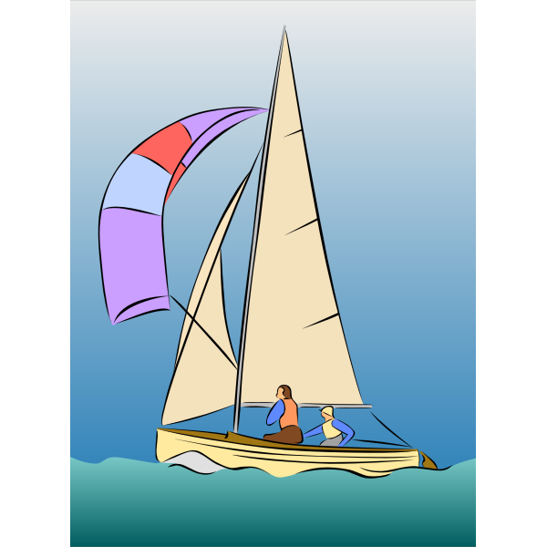 SVG Color sailing boat vector drawing