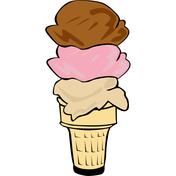 SVG Color vector image of three ice cream scoops in a half-cone