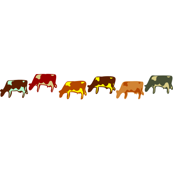 SVG Colored cows set vector illustration