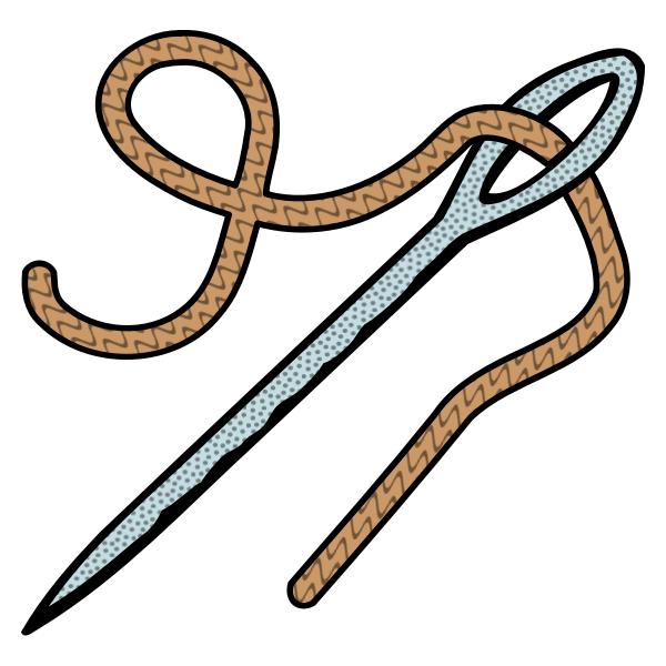 SVG Colored needle and thread line art vector drawing