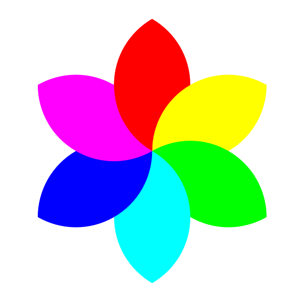 SVG Colorful 6 petal flower vector graphics