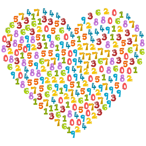 SVG Colorful animal numbers in a heart