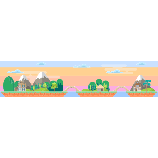 SVG Colorful Cityscape Cartoon Drawing