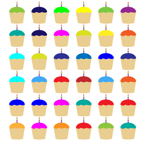 SVG Colorful Cupcakes With Candles Pattern
