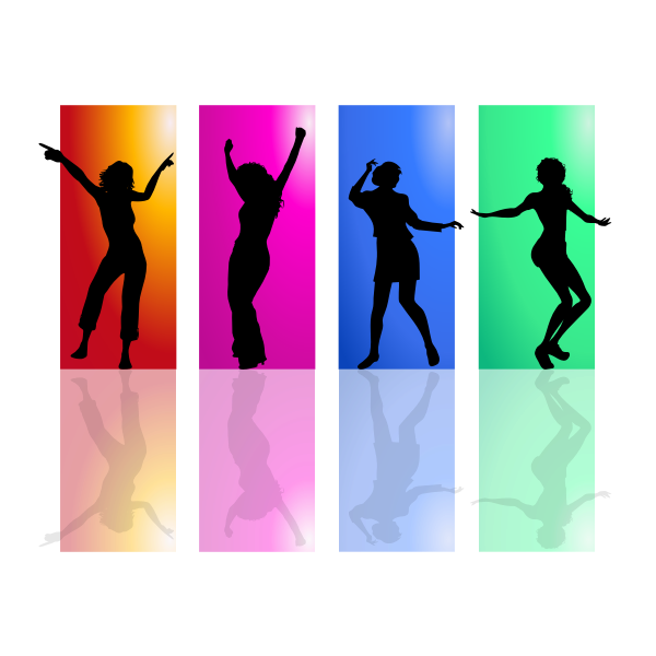 SVG Colorful Dancing Women Silhouette