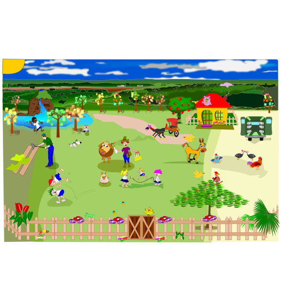 SVG Colorful farm vector illustration