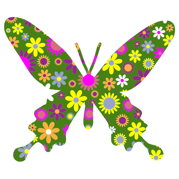SVG Colorful floral butterfly