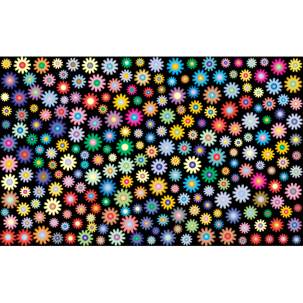 SVG Colorful flowers on black background