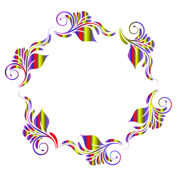 SVG Colorful Flowers Pattern In A Circle