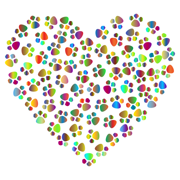 SVG Colorful heart with paw prints