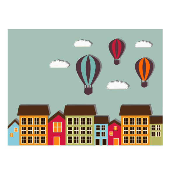 SVG Colorful houses and balloons