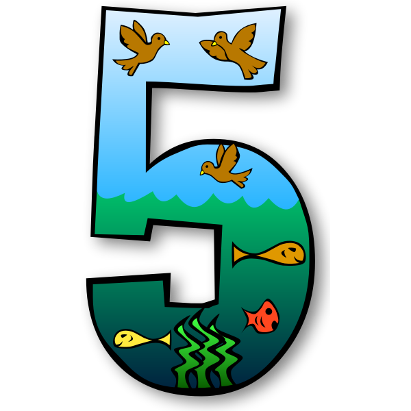 SVG Colorful number 5 vector image