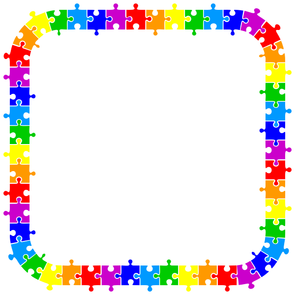 SVG Colorful puzzle pieces frame
