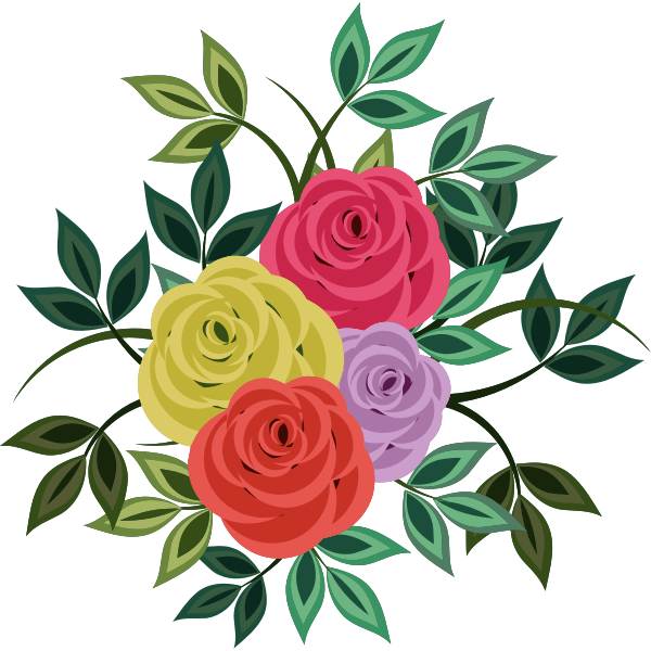 SVG Colorful roses sprig