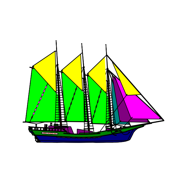 SVG Colorful sailing ship vector drawing