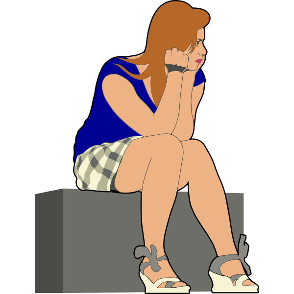 SVG Colorful waiting woman