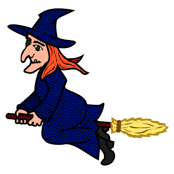 SVG Coloured line art vector image of witch