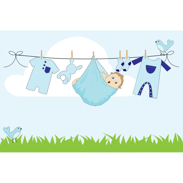 SVG Comic baby boy on a clothesline