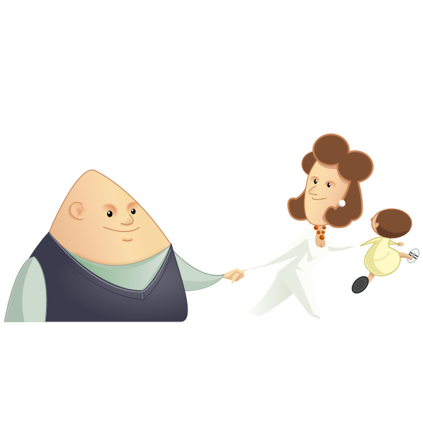 SVG Comic cartoon illustration of a family with one kid