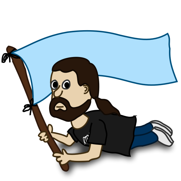 SVG Comic character holding a flag vector image
