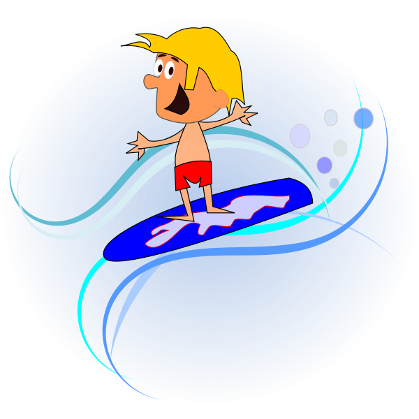 SVG Comic character surfer vector graphics
