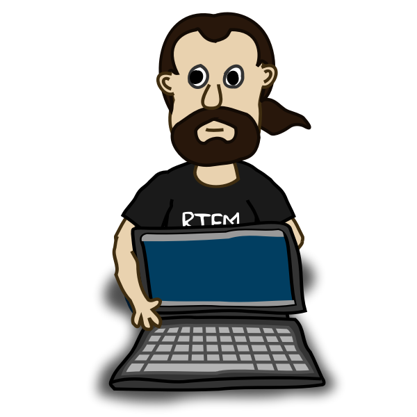SVG Comic character with a laptop vector image