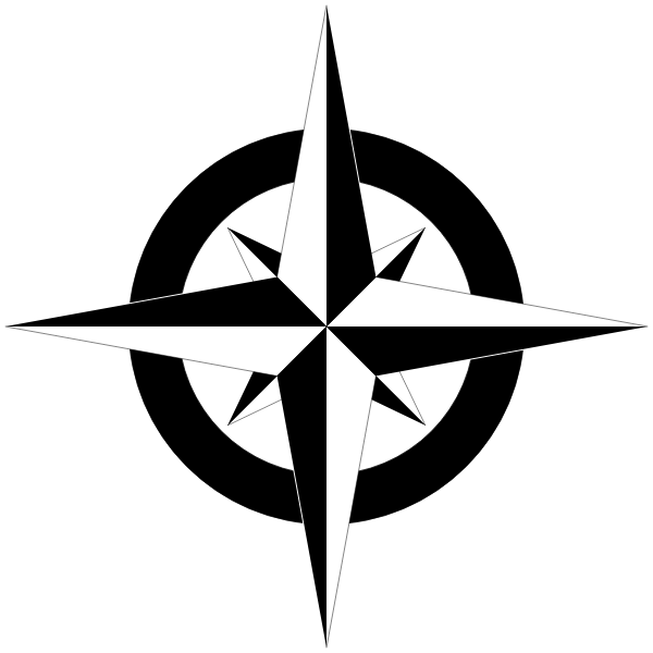 SVG Compass rose in black and white