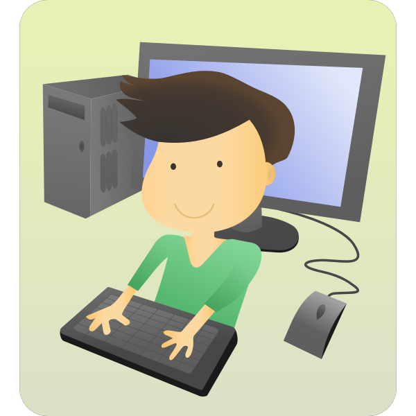 SVG Computer boy vector clip art