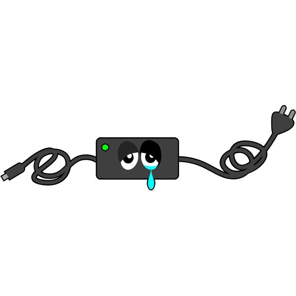 SVG Computer charger crying eye vector illustration