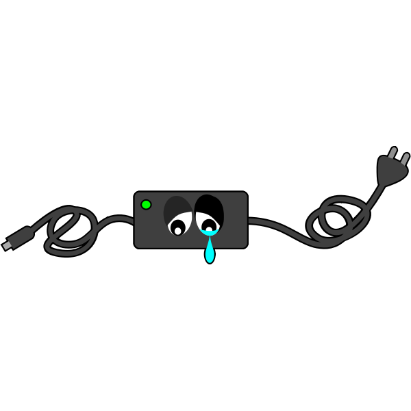 SVG Computer charger crying eyes vector clip art