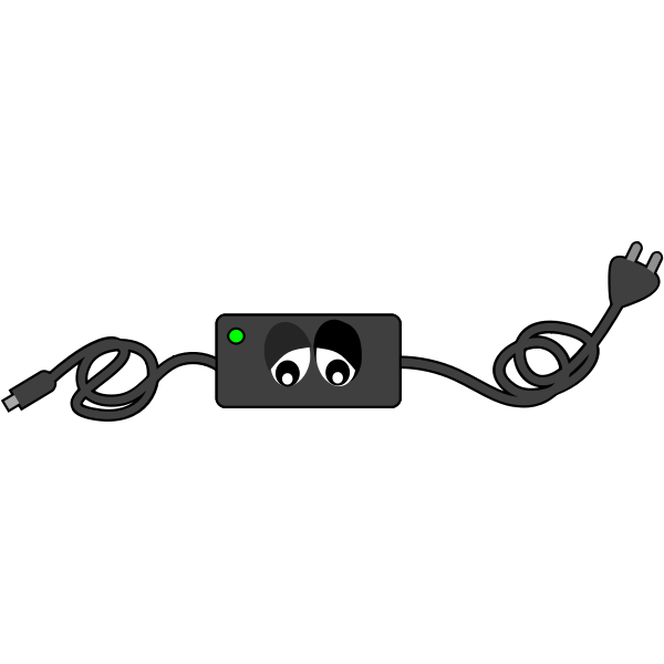 SVG Computer charger sad eye looking down vector illustration