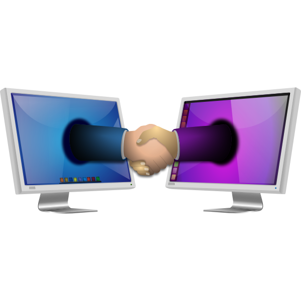 SVG Computer handshake vector illustration