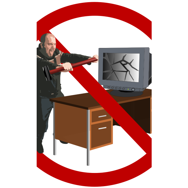SVG Computer rage forbidden sign vector illustration