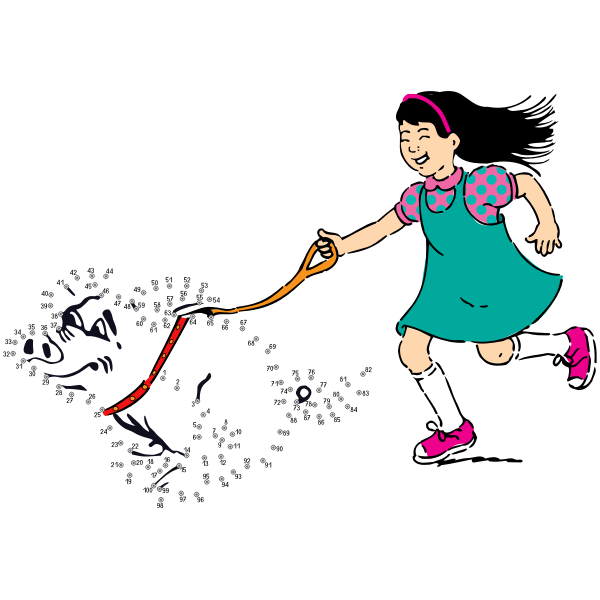 SVG Connect the dots walking the dog vector image