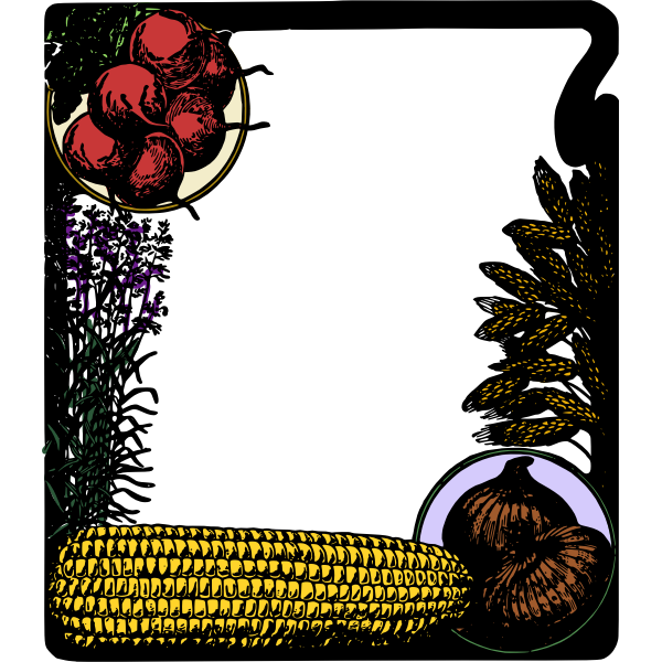 SVG Corn and onion frame vector drawing