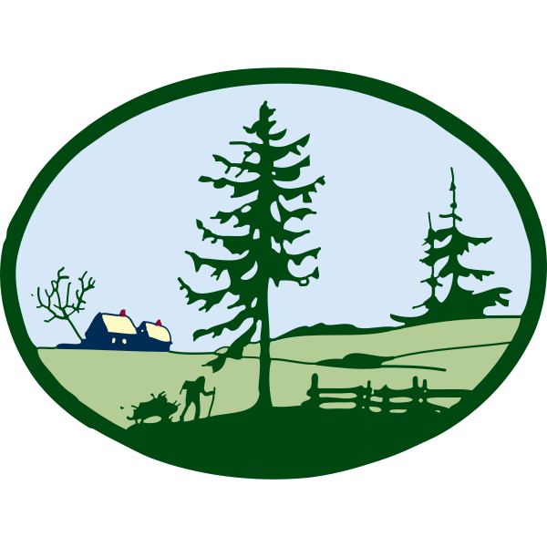 SVG Country scene with a farmer vector image