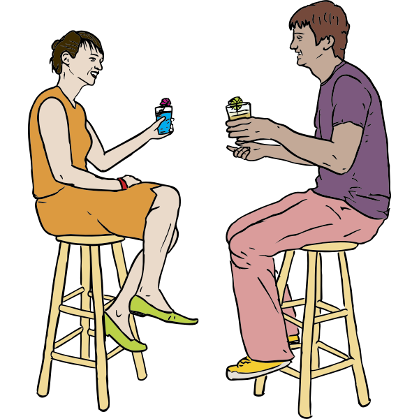 SVG Couple Having Drinks Vector