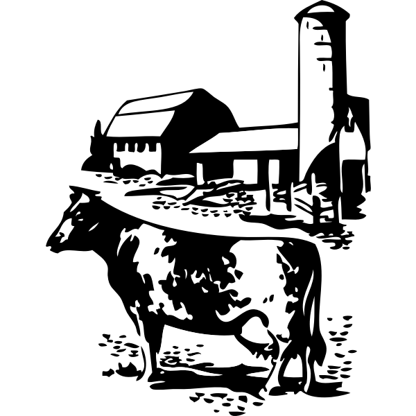 SVG cow and barn
