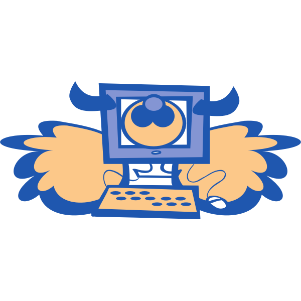 SVG Cow computer with wings vector drawing