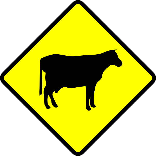 SVG Cows crossing caution sign vector image