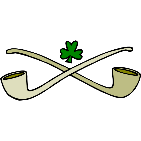 SVG Crossed pipes and a shamrock vector clip art