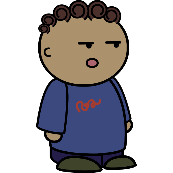 SVG Curly kid in cartoon style
