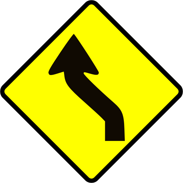 SVG Curve in road caution sign vector image