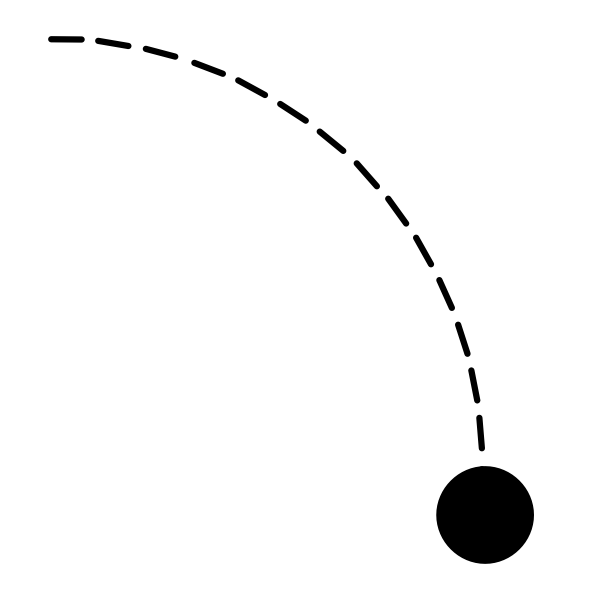 SVG Curved dashed line with black dot